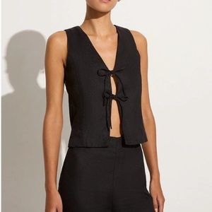 Faithfull The Brand Elfie Top Black Linen Vest